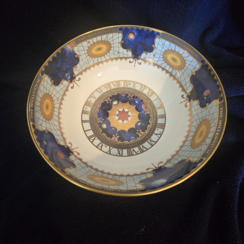 Elegant RARE Bowl with Blue and Gold Accents, Royal Millennium Collection